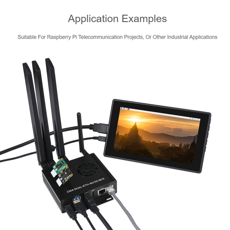 Waveshare Dual Gigabit Ethernet 5G/4G Computer Box with Cooling Fan for Raspberry Pi CM4(EU Plug) - free shipping - PMC TechLife - Order now!