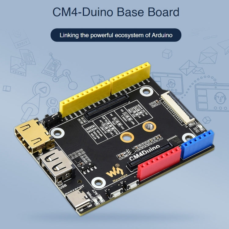 Waveshare Arduino Compatible Base Board for Raspberry Pi CM4 - Modules Expansions Accessories by WAVESHARE | Online Shopping South Africa | PMC Jewellery | Buy Now Pay Later Mobicred