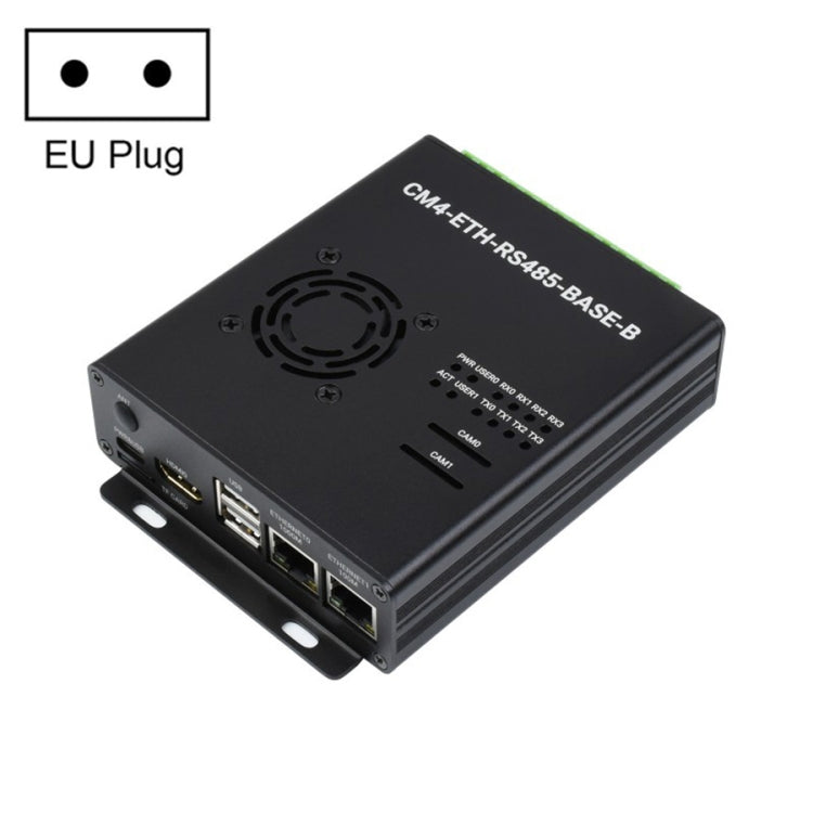 Waveshare Dual ETH Mini-Computer for Raspberry Pi CM4, Gigabit Ethernet, 4CH Isolated RS485(EU Plug) - Mini PC Accessories by WAVESHARE | Online Shopping South Africa | PMC Jewellery | Buy Now Pay Later Mobicred