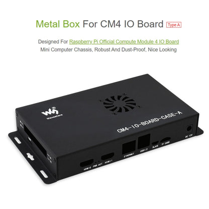 Waveshare Metal Box A for Raspberry Pi CM4 IO Board, with Cooling Fan - Modules Expansions Accessories by WAVESHARE | Online Shopping South Africa | PMC Jewellery | Buy Now Pay Later Mobicred