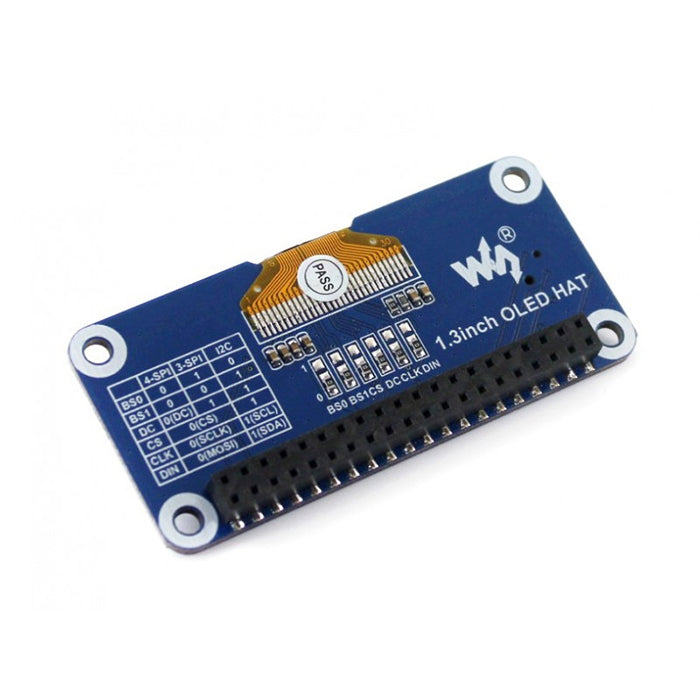 WAVESHARE 128x64 1.3inch OLED Display HAT for Raspberry Pi - LCD & LED Display Module by PMC Jewellery | Online Shopping South Africa | PMC Jewellery | Buy Now Pay Later Mobicred