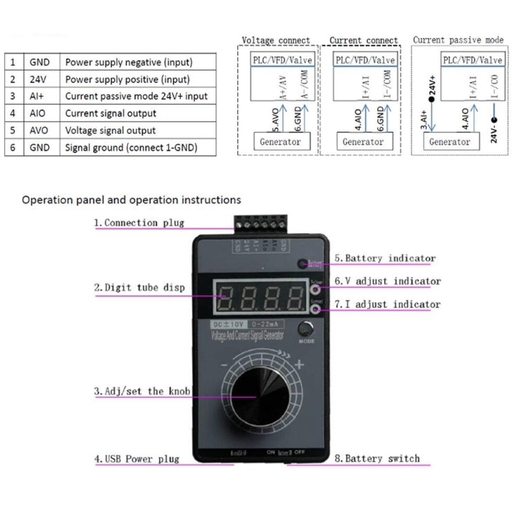 4-20mA 0-10V Signal Generator Adjustable Voltage Current Simulator, Built-in Battery (Black) - Boards & Shields by PMC Jewellery | Online Shopping South Africa | PMC Jewellery | Buy Now Pay Later Mobicred