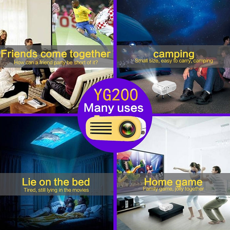 YG200 Portable LED Pocket Mini Projector AV SD HDMI Video Movie Game Home Theater Video Projector(Yellow and White) - LED Projector by PMC Jewellery | Online Shopping South Africa | PMC Jewellery | Buy Now Pay Later Mobicred