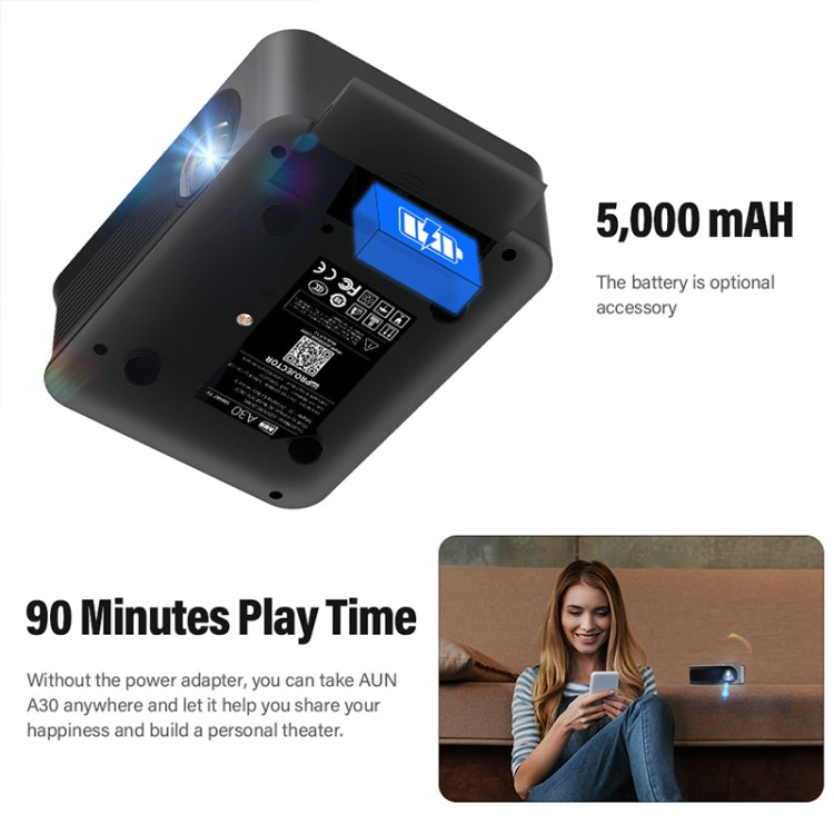 AUN A30 480P 3000 Lumens Basic Version Portable Home Theater LED HD Digital Projector (AU Plug) - LED Projector by AUN | Online Shopping South Africa | PMC Jewellery | Buy Now Pay Later Mobicred