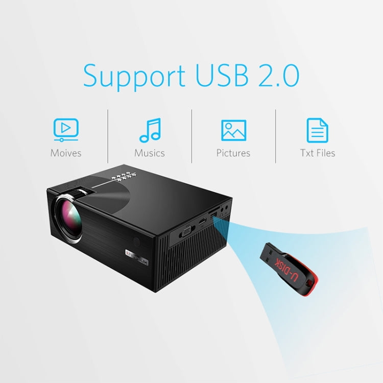 Cheerlux C7 1800 Lumens 800 x 480 720P 1080P HD Smart Projector, Support HDMI / USB / VGA / AV / SD(Black) - LED Projector by Cheerlux | Online Shopping South Africa | PMC Jewellery | Buy Now Pay Later Mobicred