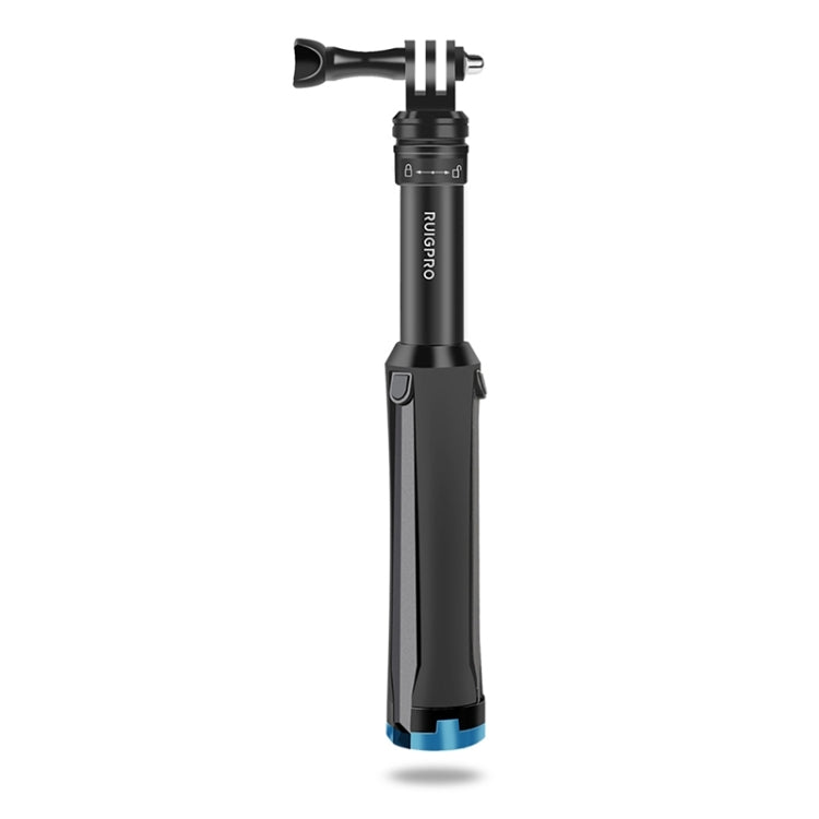 RUIGPRO One-piece Handheld Tripod Selfie Stick Telescopic Monopod Mount for GoPro, Insta360, DJI and Other Action Cameras(Black) - Portable Mini Tripod by RUIGPRO | Online Shopping South Africa | PMC Jewellery | Buy Now Pay Later Mobicred