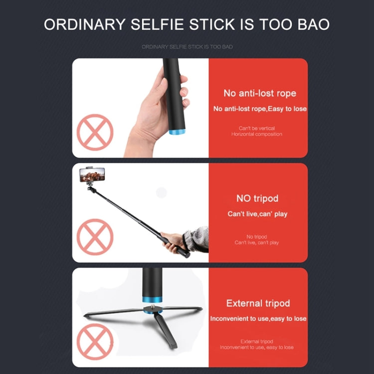 RUIGPRO One-piece Handheld Tripod Selfie Stick Telescopic Monopod Mount for GoPro, Insta360, DJI and Other Action Cameras(Black) - Portable Mini Tripod by RUIGPRO | Online Shopping South Africa | PMC Jewellery | Buy Now Pay Later Mobicred