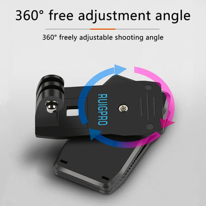 RUIGPRO 360 Degree Rotation Backpack Rec-Mounts Clip Clamp Mount + Phone Clamp for GoPro HERO9 Black / HERO8 Black /7 /6 /5 /5 Session /4 Session /4 /3+ /3 /2 /1, DJI Osmo Action, Xiaoyi and Other Action Cameras(Black) -  by RUIGPRO | Online Shopping South Africa | PMC Jewellery | Buy Now Pay Later Mobicred