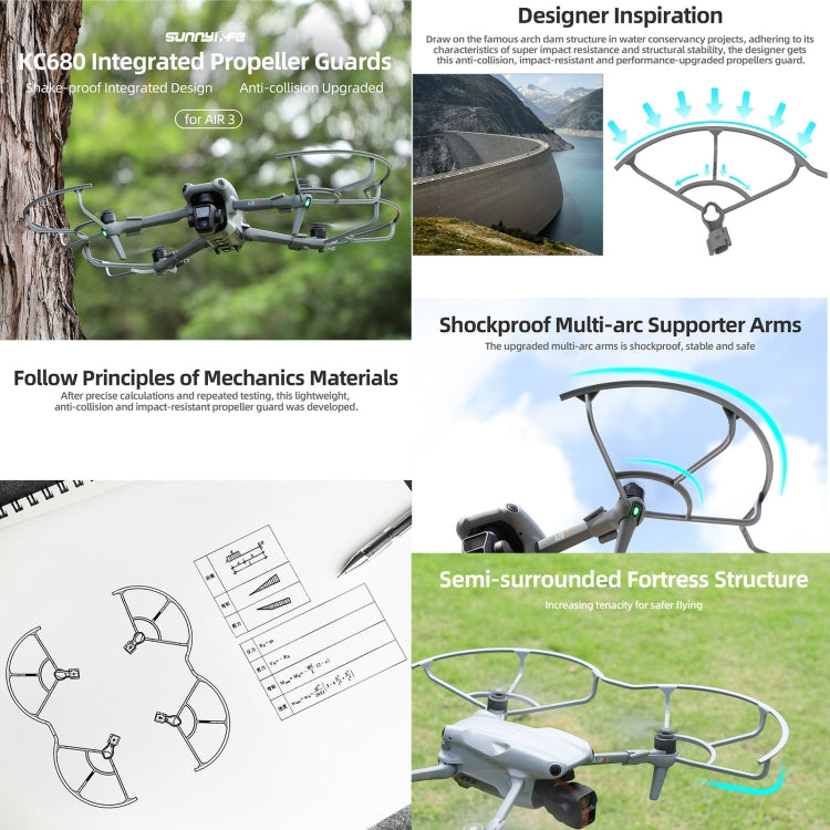 For DJI Air 3 Sunnylife KC680 Drone Propeller Protective Guard Anti-collision Ring (Grey) - Other by Sunnylife | Online Shopping South Africa | PMC Jewellery | Buy Now Pay Later Mobicred