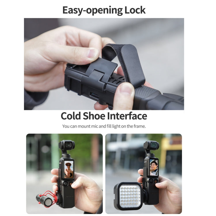 For DJI OSMO Pocket 3 Sunnylife Hand Band Protective Frame Cold Shoe Extension Handle Cover (Black) - Mount & Holder by Sunnylife | Online Shopping South Africa | PMC Jewellery | Buy Now Pay Later Mobicred