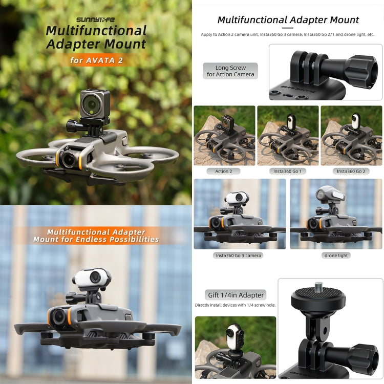 For DJI Avata 2 Sunnylife Action Camera Holder Mount Drone Light Bracket Lamp (Black) -  by Sunnylife | Online Shopping South Africa | PMC Jewellery | Buy Now Pay Later Mobicred