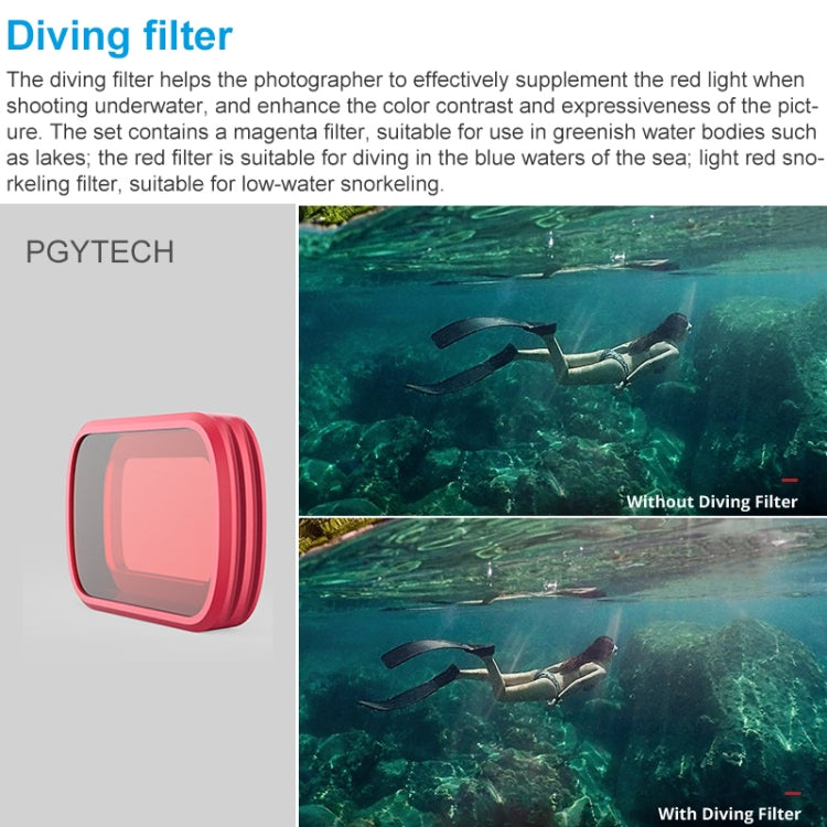 PGYTECH P-18C-016 Light Red Snorkeling Filter Profession Diving Color Lens Filter for DJI Osmo Pocket - Lens Accessories by PGYTECH | Online Shopping South Africa | PMC Jewellery | Buy Now Pay Later Mobicred