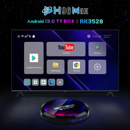 H96 Max 8K Ultra HD Smart TV Box Android 13.0 Media Player with Remote Control, RK3528 Quad-Core, 2GB+16GB(AU Plug) - RK3318 by PMC Jewellery | Online Shopping South Africa | PMC Jewellery | Buy Now Pay Later Mobicred