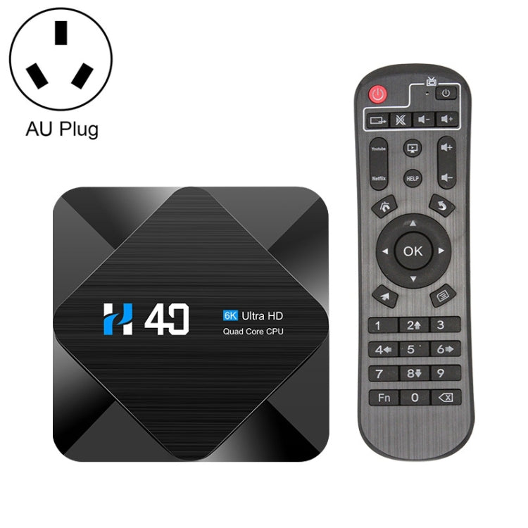 H40 4K Ultra HD Smart TV BOX Android 10.0 Media Player with Remote Control, Quad-core, RAM: 4GB, ROM: 32GB(AU Plug) - Amlogic S905 by PMC Jewellery | Online Shopping South Africa | PMC Jewellery | Buy Now Pay Later Mobicred