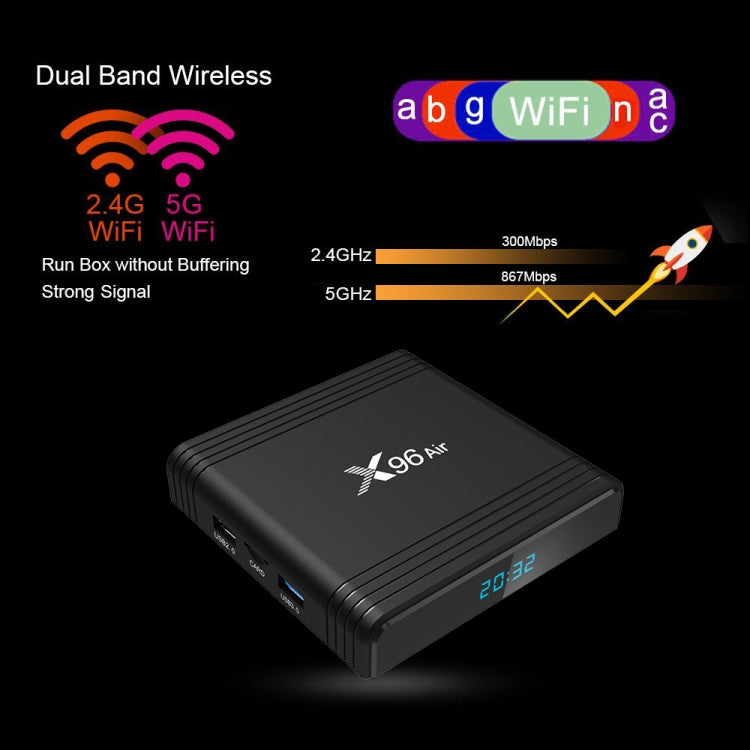 X96 Air 8K Smart TV BOX Android 9.0 Media Player with Remote Control, Quad-core Amlogic S905X3, RAM: 2GB, ROM: 16GB, Dual Band WiFi, EU Plug - Amlogic S905 by PMC Jewellery | Online Shopping South Africa | PMC Jewellery | Buy Now Pay Later Mobicred