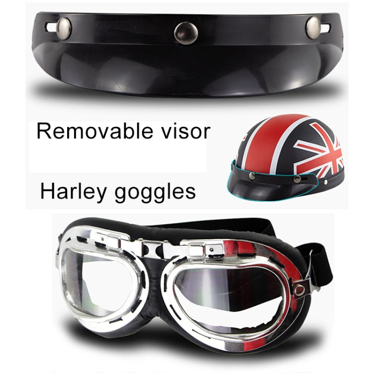 Soman Electromobile Motorcycle Half Face Helmet Retro Harley Helmet with Goggles(Bright White Red Star) - Helmets by SOMAN | Online Shopping South Africa | PMC Jewellery | Buy Now Pay Later Mobicred