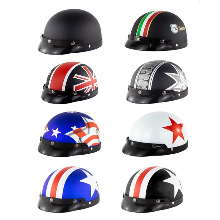 Soman Electromobile Motorcycle Half Face Helmet Retro Harley Helmet with Goggles(Matte Black French White Star) - Helmets by SOMAN | Online Shopping South Africa | PMC Jewellery | Buy Now Pay Later Mobicred