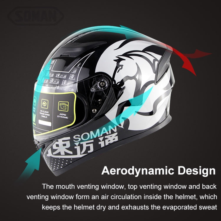 Soman SM-960 Motorcycle Electromobile Full Face Helmet Double Lens Protective Helmet(Blue with Blue Lens) - Helmets by SOMAN | Online Shopping South Africa | PMC Jewellery | Buy Now Pay Later Mobicred