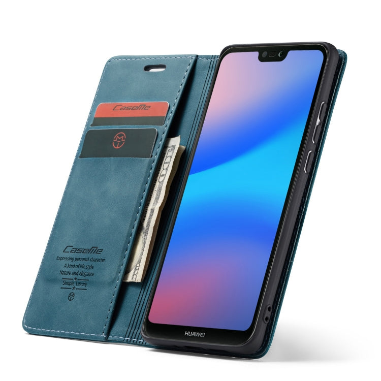 CaseMe-013 Multifunctional Horizontal Flip Leather Case with Card Slot & Holder for Huawei P20 Lite(Blue) - Huawei Cases by CaseMe | Online Shopping South Africa | PMC Jewellery | Buy Now Pay Later Mobicred