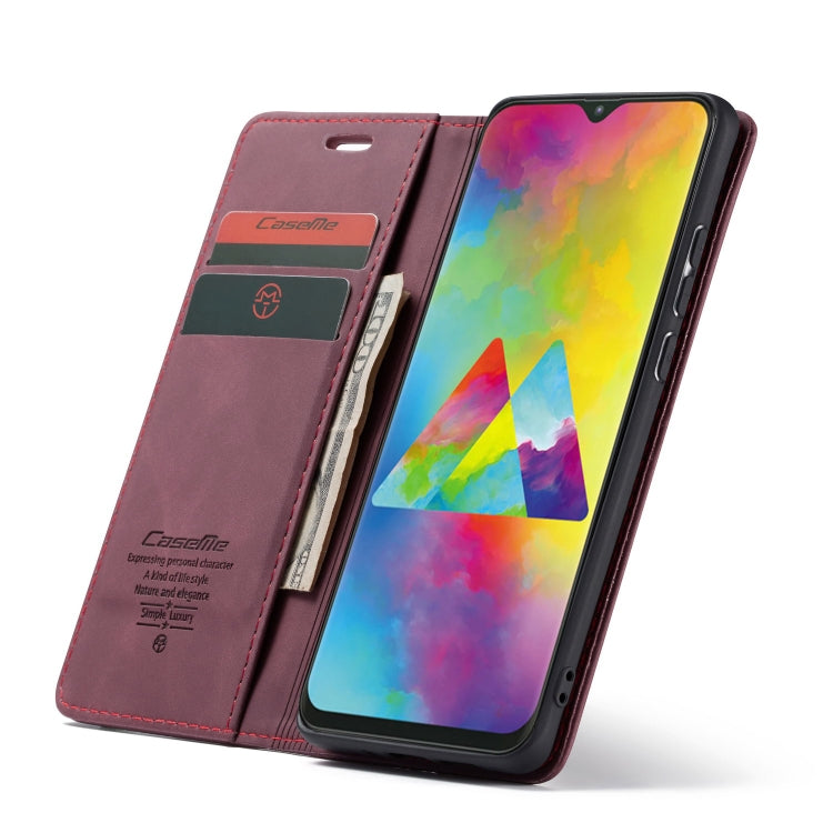 CaseMe-013 Multifunctional Horizontal Flip Leather Case with Card Slot & Holder for Galaxy M20(Wine Red) - Galaxy Phone Cases by CaseMe | Online Shopping South Africa | PMC Jewellery | Buy Now Pay Later Mobicred