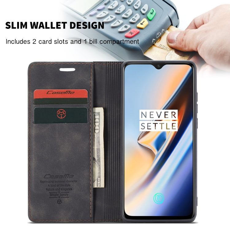 CaseMe-013 Multi-functional Retro Frosted Horizontal Flip Leather Case with Card Slot & Holder & Wallet For OnePlus 7(Black) - OnePlus Cases by CaseMe | Online Shopping South Africa | PMC Jewellery | Buy Now Pay Later Mobicred