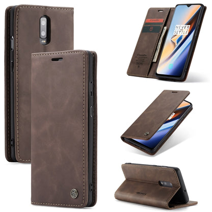 CaseMe-013 Multi-functional Retro Frosted Horizontal Flip Leather Case with Card Slot & Holder & Wallet For OnePlus 7(Coffee) - OnePlus Cases by CaseMe | Online Shopping South Africa | PMC Jewellery | Buy Now Pay Later Mobicred