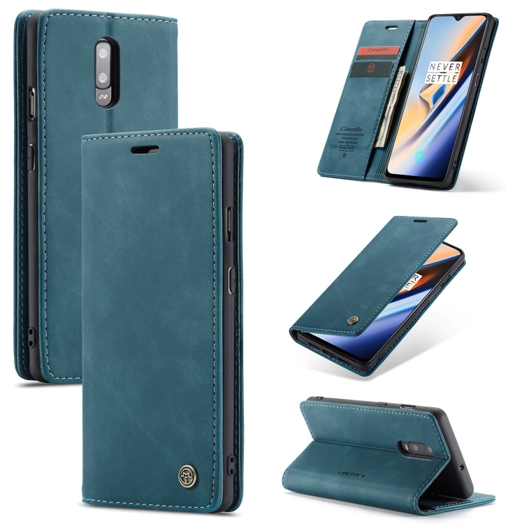 CaseMe-013 Multi-functional Retro Frosted Horizontal Flip Leather Case with Card Slot & Holder & Wallet For OnePlus 7(Blue) - OnePlus Cases by CaseMe | Online Shopping South Africa | PMC Jewellery | Buy Now Pay Later Mobicred