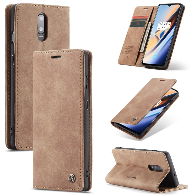 CaseMe-013 Multi-functional Retro Frosted Horizontal Flip Leather Case with Card Slot & Holder & Wallet For OnePlus 7(Brown) - free shipping - PMC Jewellery - Order now!
