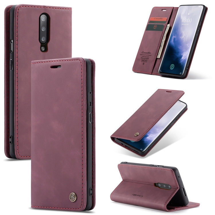 CaseMe-013 Multi-functional Retro Frosted Horizontal Flip Leather Case with Card Slot & Holder & Wallet For OnePlus 7 Pro(Wine Red) - OnePlus Cases by CaseMe | Online Shopping South Africa | PMC Jewellery | Buy Now Pay Later Mobicred