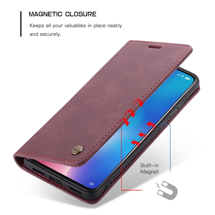 CaseMe-013 Multi-functional Retro Frosted Horizontal Flip Leather Case with Card Slot & Holder & Wallet For Xiaomi Mi 9(Wine Red) - Xiaomi Cases by CaseMe | Online Shopping South Africa | PMC Jewellery | Buy Now Pay Later Mobicred