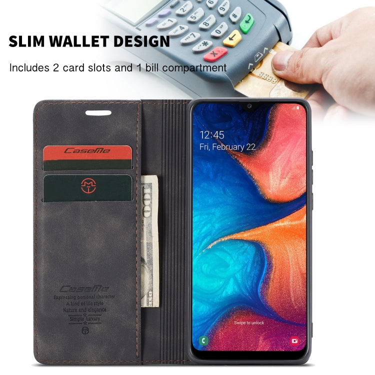 CaseMe-013 Multi-functional Retro Frosted Horizontal Flip Leather Case with Card Slot & Holder & Wallet For Galaxy A20e(Black) - Galaxy Phone Cases by CaseMe | Online Shopping South Africa | PMC Jewellery | Buy Now Pay Later Mobicred