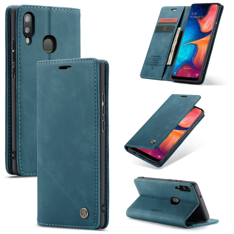 CaseMe-013 Multi-functional Retro Frosted Horizontal Flip Leather Case with Card Slot & Holder & Wallet For Galaxy A20e(Blue) - Galaxy Phone Cases by CaseMe | Online Shopping South Africa | PMC Jewellery | Buy Now Pay Later Mobicred