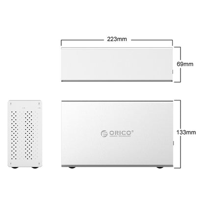 ORICO Honeycomb Series WS200RC3 SATA 3.5 inch USB 3.1 USB-C / Type-C Dual Bays Aluminum Alloy HDD / SSD Enclosure with Raid, The Maximum Support Capacity: 20TB - HDD Enclosure by ORICO | Online Shopping South Africa | PMC Jewellery | Buy Now Pay Later Mobicred