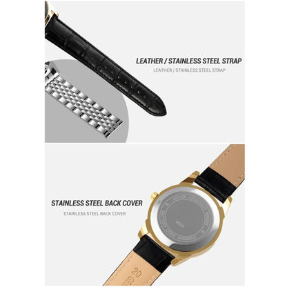 SKMEI 9058 Multifunctional Outdoor Fashion Waterproof Silver Shell Quartz Wrist Watch (Men Style Silver Face Brown Strap) - Leather Strap Watches by SKMEI | Online Shopping South Africa | PMC Jewellery | Buy Now Pay Later Mobicred