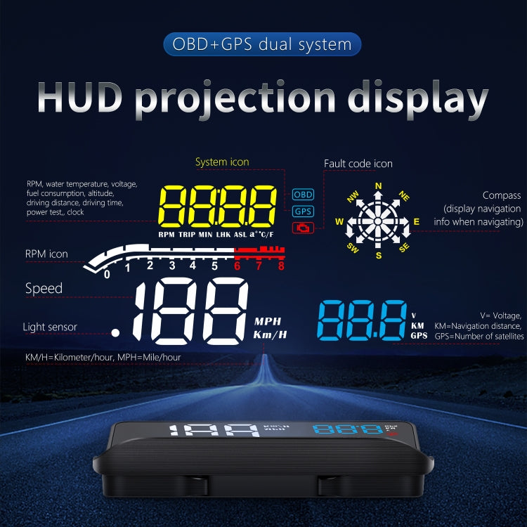 D1 Car OBD2 HUD Head-up Display GPS Speed Meter Speed / Voltage / Water Temperature Speed Alarm - Head Up Display System by PMC TechLife | Online Shopping South Africa | PMC TechLife | Buy Now Pay Later Mobicred