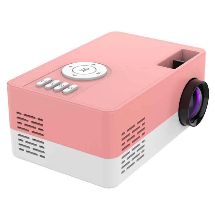 J15 1920 x 1080P HD Household Mini LED Projector with Tripod Mount Support AV / HDMI x 1 / USB x1 / TF x 1, Plug Type:US Plug(Pink White) - Mini Projector by PMC Jewellery | Online Shopping South Africa | PMC Jewellery | Buy Now Pay Later Mobicred