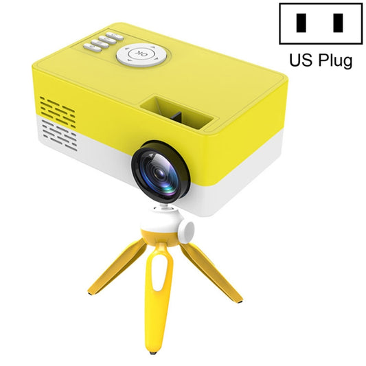 J15 1920 x 1080P HD Household Mini LED Projector with Tripod Mount Support AV / HDMI x 1 / USB x1 / TF x 1, Plug Type:US Plug(Yellow White) - Mini Projector by PMC Jewellery | Online Shopping South Africa | PMC Jewellery | Buy Now Pay Later Mobicred