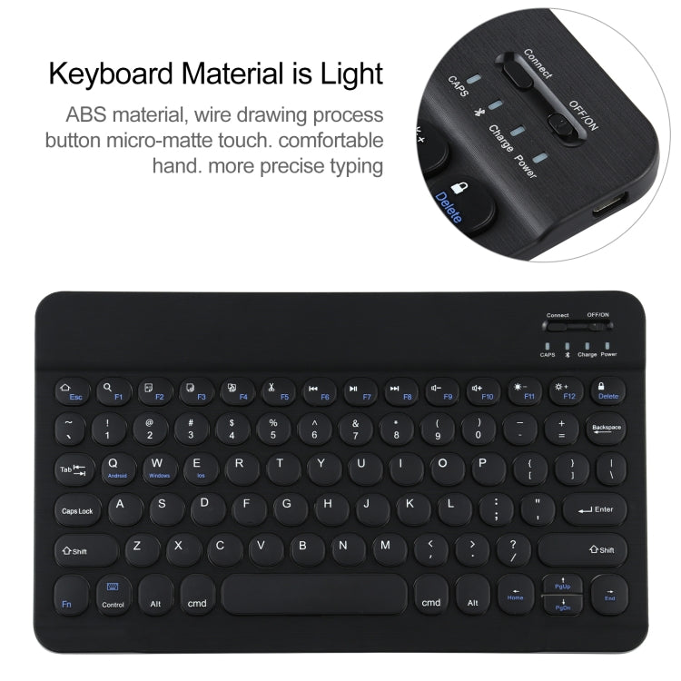 Universal Round Keys Detachable Bluetooth Keyboard for iPad 9-10 inch(Black) - Universal by PMC Jewellery | Online Shopping South Africa | PMC Jewellery