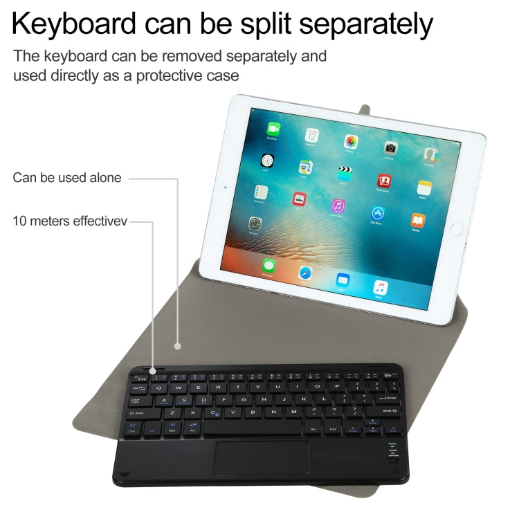 Universal Detachable Bluetooth Keyboard + Leather Tablet Case with Touchpad for iPad 9-10 inch, Specification:Black Keyboard(Blue) - Universal by PMC Jewellery | Online Shopping South Africa | PMC Jewellery