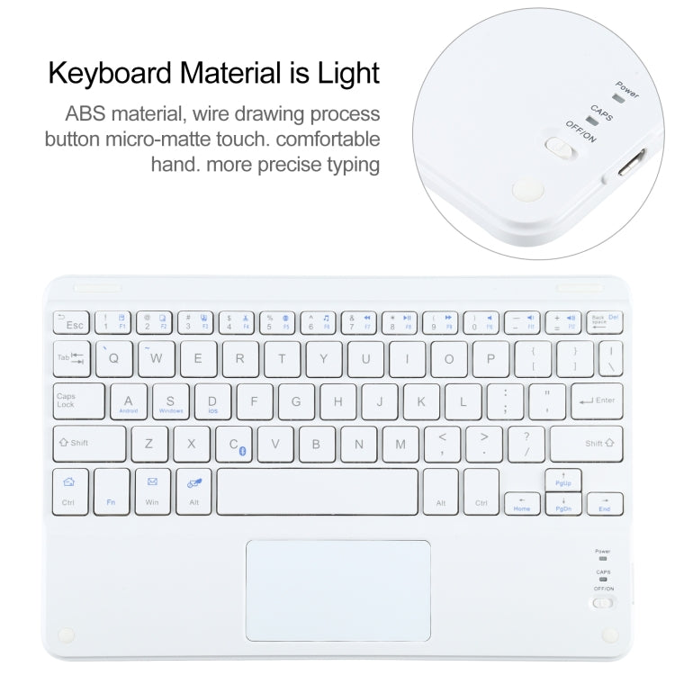 Universal Detachable Bluetooth Keyboard + Leather Tablet Case with Touchpad for iPad 9-10 inch, Specification:White Keyboard(Black) - Universal by PMC Jewellery | Online Shopping South Africa | PMC Jewellery