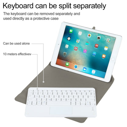 Universal Detachable Bluetooth Keyboard + Leather Tablet Case with Touchpad for iPad 9-10 inch, Specification:White Keyboard(Black) - Universal by PMC Jewellery | Online Shopping South Africa | PMC Jewellery