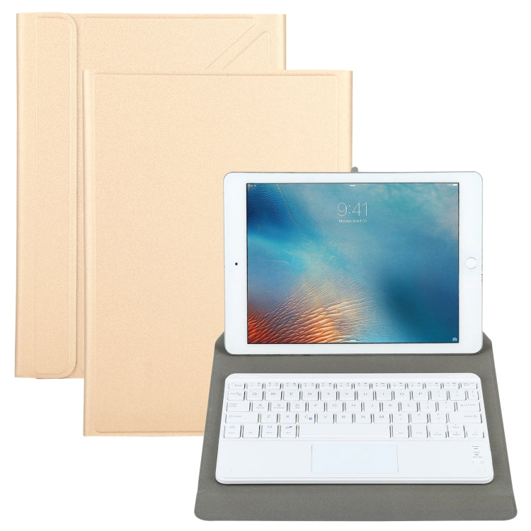 Universal Detachable Bluetooth Keyboard + Leather Tablet Case with Touchpad for iPad 9-10 inch, Specification:White Keyboard(Gold) - Universal by PMC Jewellery | Online Shopping South Africa | PMC Jewellery