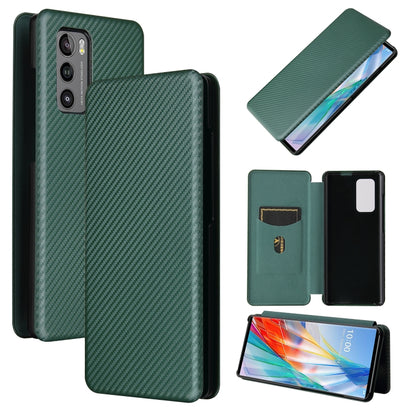 For LG Wing 5G Carbon Fiber Texture Horizontal Flip TPU + PC + PU Leather Case with Card Slot(Green) - LG by PMC Jewellery | Online Shopping South Africa | PMC Jewellery | Buy Now Pay Later Mobicred