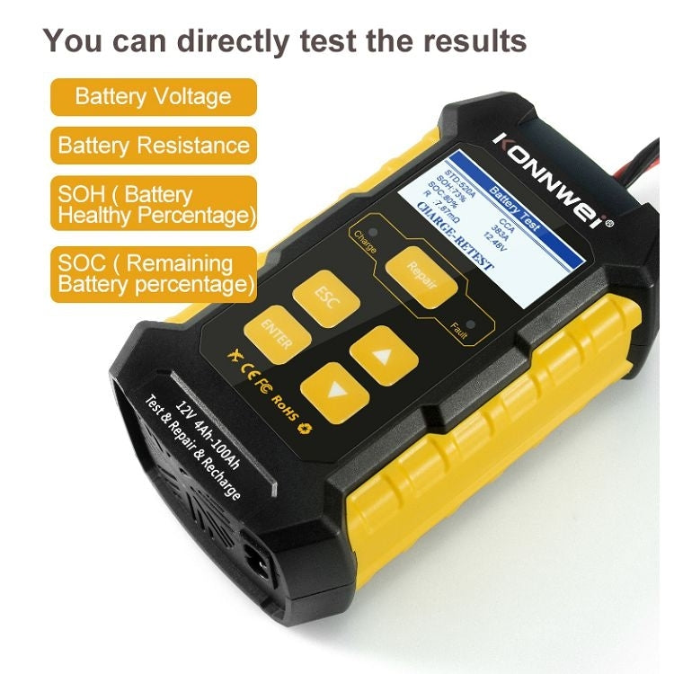 KONNWEI KW510 3 in 1 Car Battery Tester / Charger / Repairer, Support 8 Languages(US Plug) - Code Readers & Scan Tools by KONNWEI | Online Shopping South Africa | PMC Jewellery | Buy Now Pay Later Mobicred