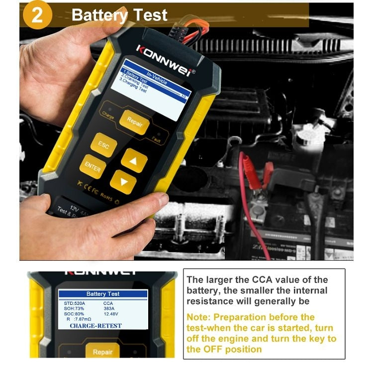 KONNWEI KW510 3 in 1 Car Battery Tester / Charger / Repairer, Support 8 Languages(US Plug) - Code Readers & Scan Tools by KONNWEI | Online Shopping South Africa | PMC Jewellery | Buy Now Pay Later Mobicred