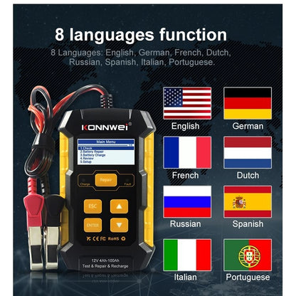 KONNWEI KW510 3 in 1 Car Battery Tester / Charger / Repairer, Support 8 Languages(US Plug) - Code Readers & Scan Tools by KONNWEI | Online Shopping South Africa | PMC Jewellery | Buy Now Pay Later Mobicred