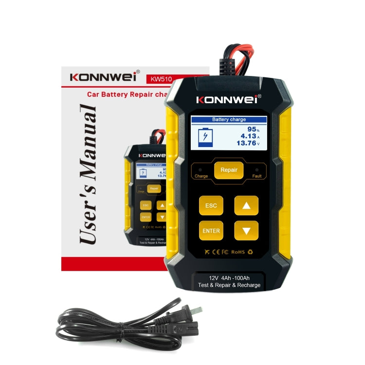 KONNWEI KW510 3 in 1 Car Battery Tester / Charger / Repairer, Support 8 Languages(US Plug) - Code Readers & Scan Tools by KONNWEI | Online Shopping South Africa | PMC Jewellery | Buy Now Pay Later Mobicred