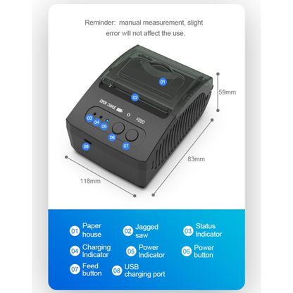 5811DD 58mm Bluetooth 4.0 Portable Thermal Bluetooth Receipt Printer, US Plug - Printer by PMC Jewellery | Online Shopping South Africa | PMC Jewellery | Buy Now Pay Later Mobicred