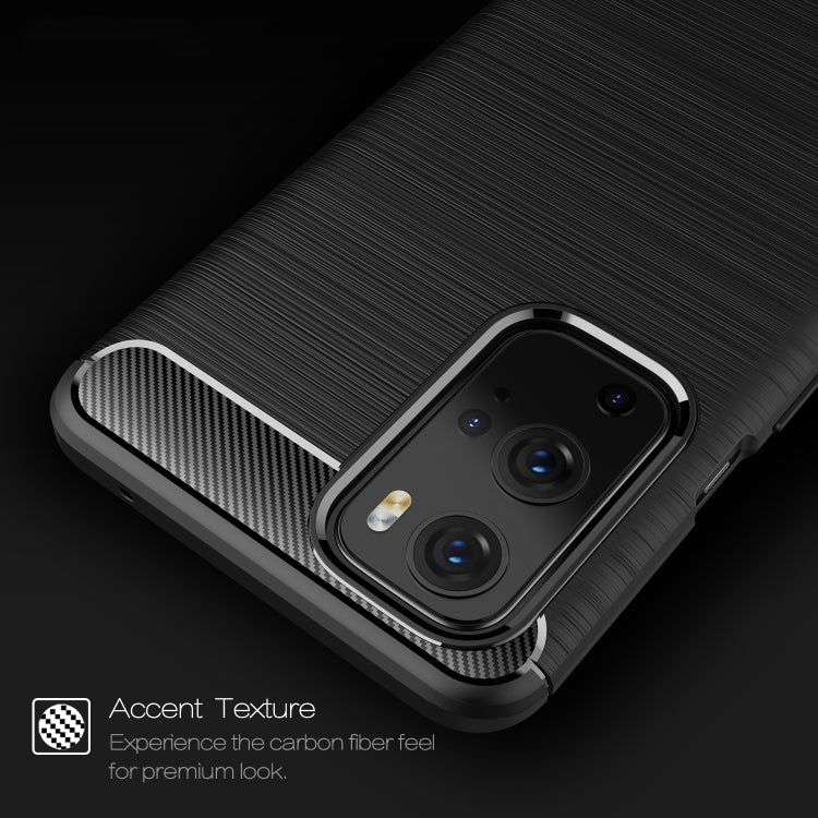 For OnePlus 9 Pro Brushed Texture Carbon Fiber TPU Case(Black) - OnePlus Cases by PMC Jewellery | Online Shopping South Africa | PMC Jewellery