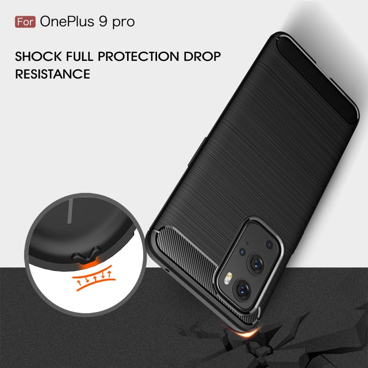 For OnePlus 9 Pro Brushed Texture Carbon Fiber TPU Case(Black) - OnePlus Cases by PMC Jewellery | Online Shopping South Africa | PMC Jewellery